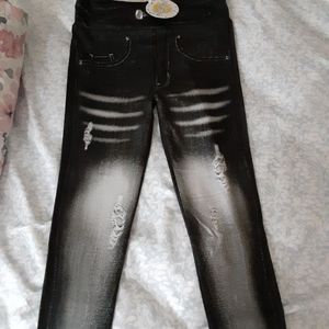 Size tween black denim leggings